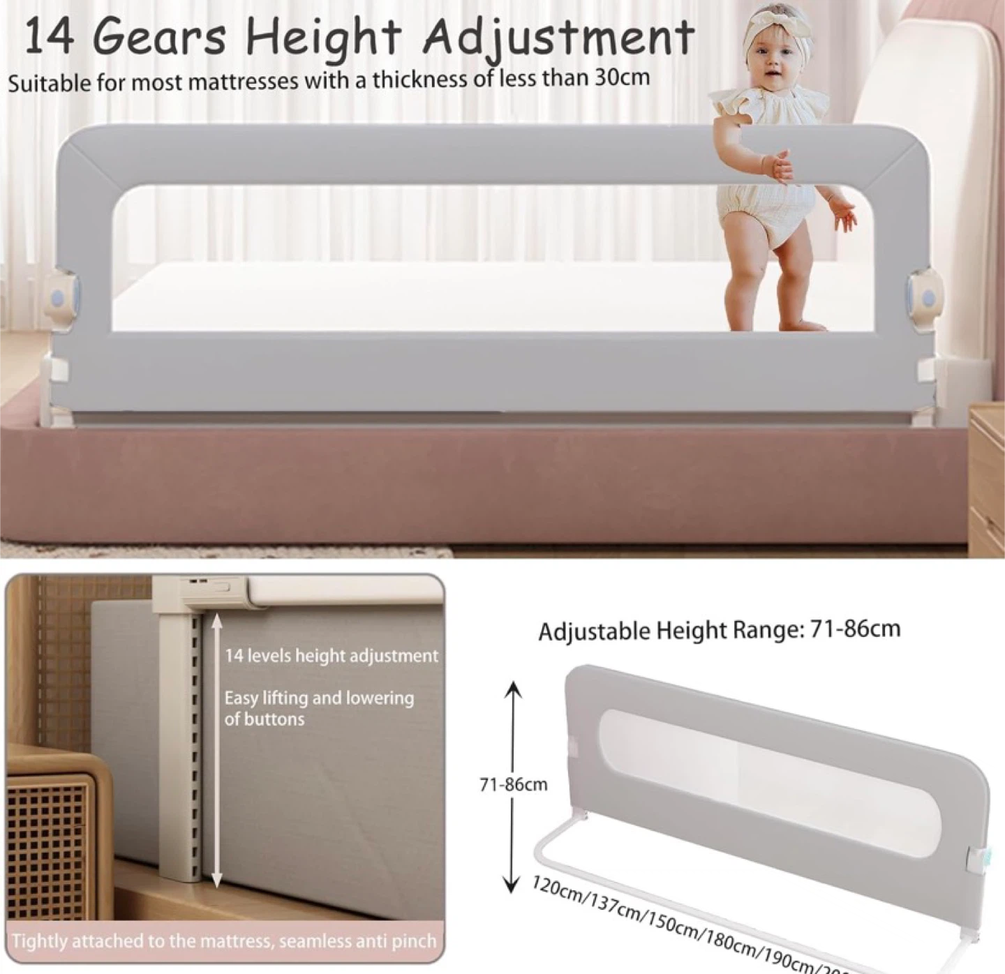 Baby Bed Rails Guard for Toddlers, Folding Swing Down Bed - photo 2
