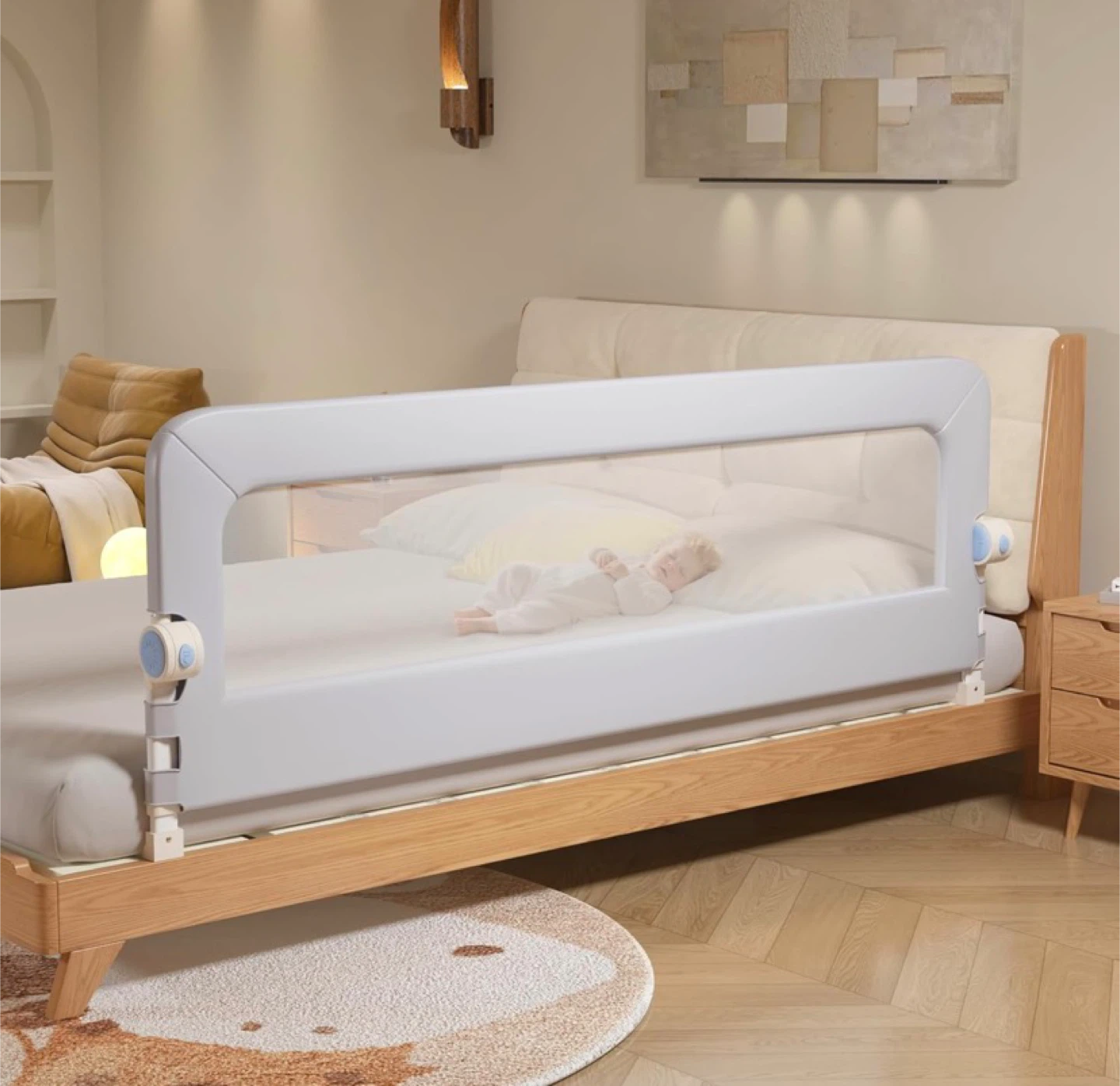 Baby Bed Rails Guard for Toddlers, Folding Swing Down Bed