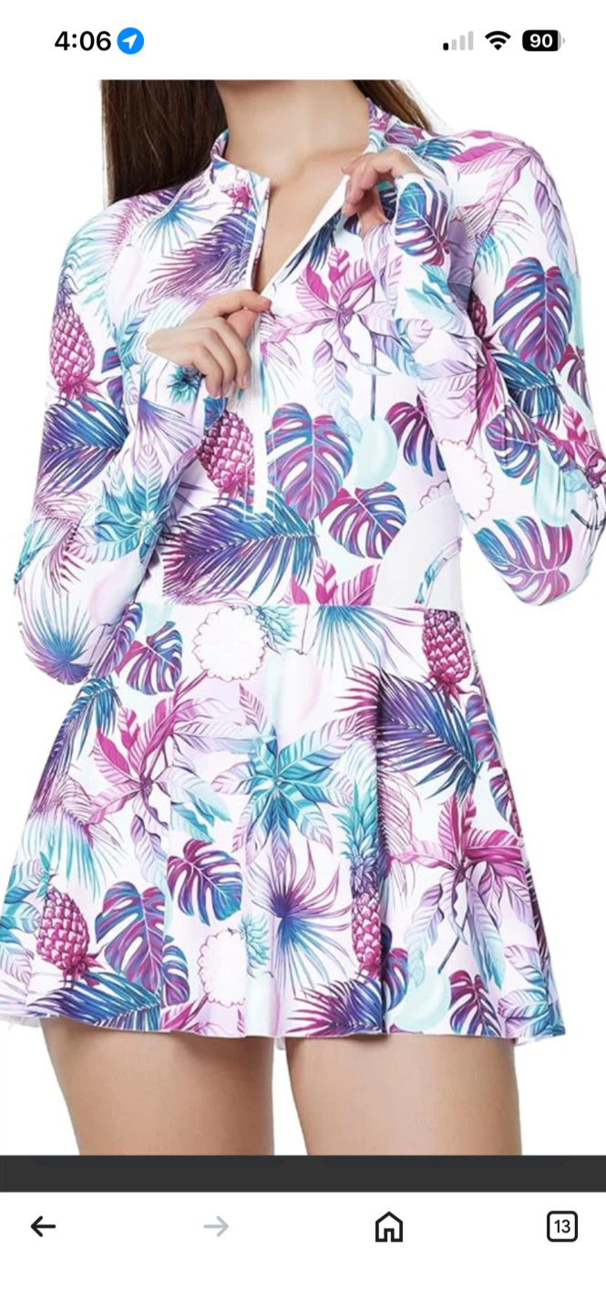 NWT med Long Sleeve Rash Guard Swimsuit Dress