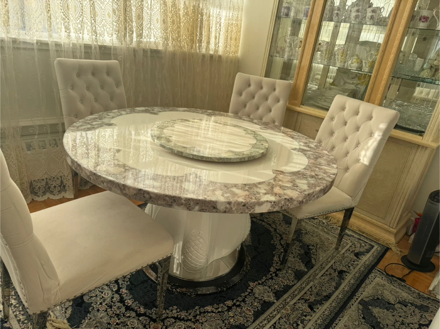 Marble Dining Table with Lazy Susan