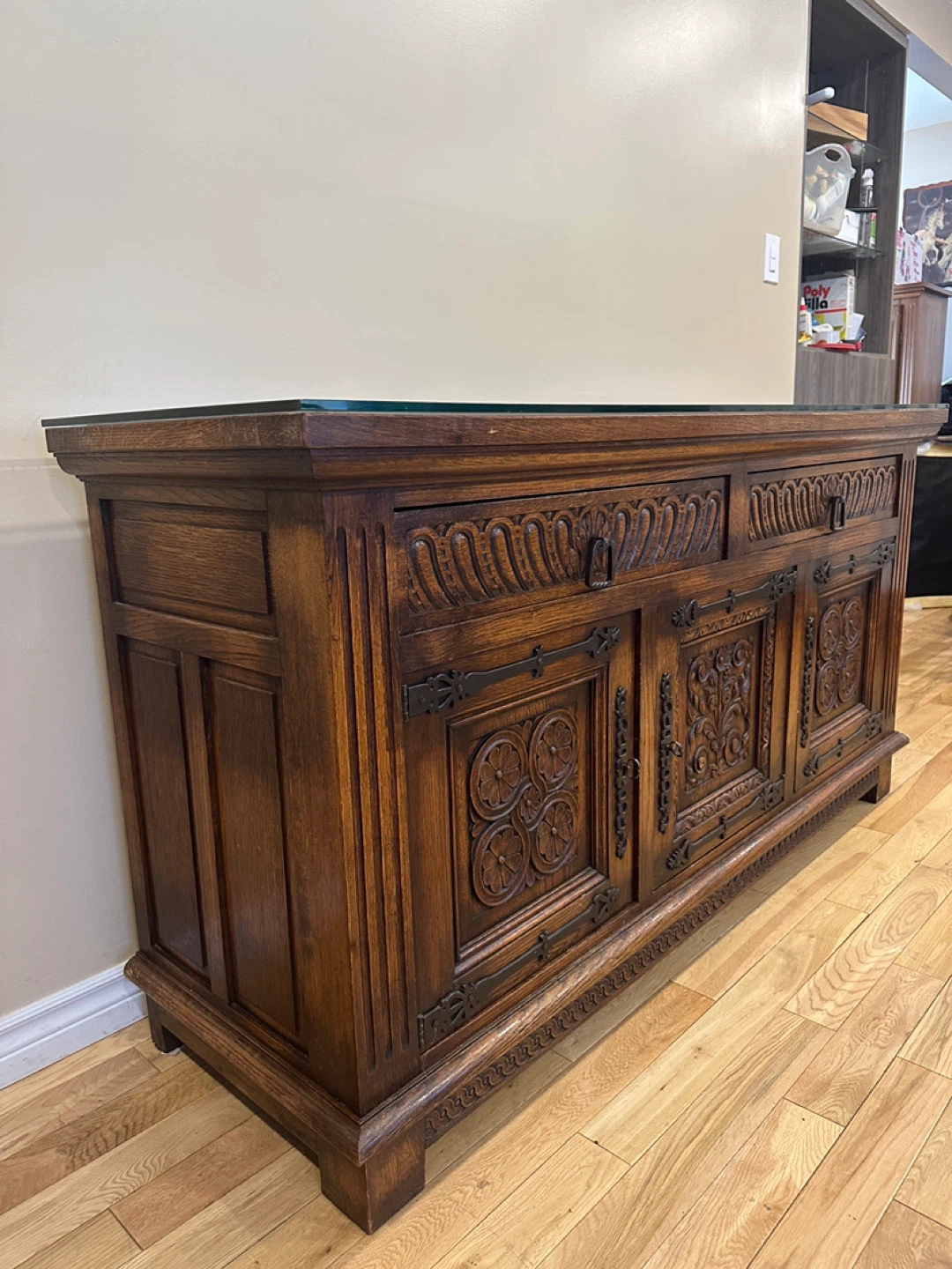 Antique Renaissance Revival Oak Sideboard Buffet  (CAN DELIVER) - photo 5