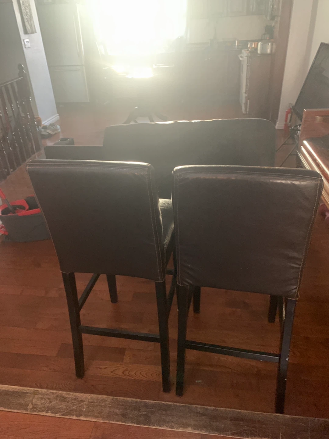 Set of 2 Black Faux Leather Bar Stools - photo 4