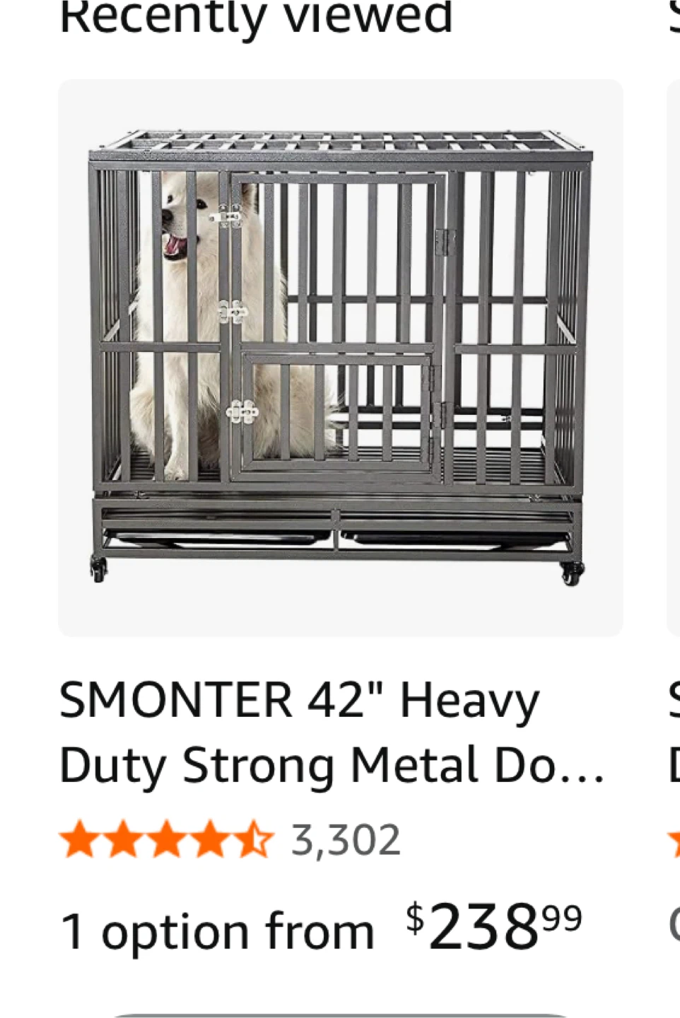 SMONTER 42" Heavy Duty Strong Metal Dog Crate
