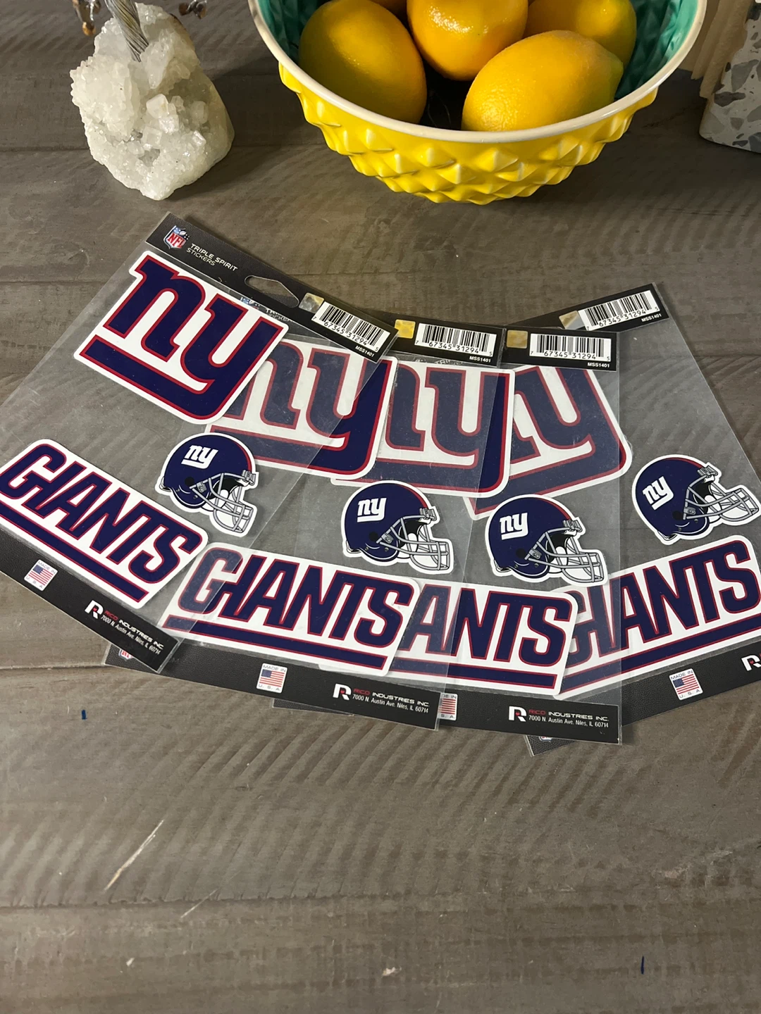 NFL New York Giants "NY" & Helmet Stickers - Set of 5