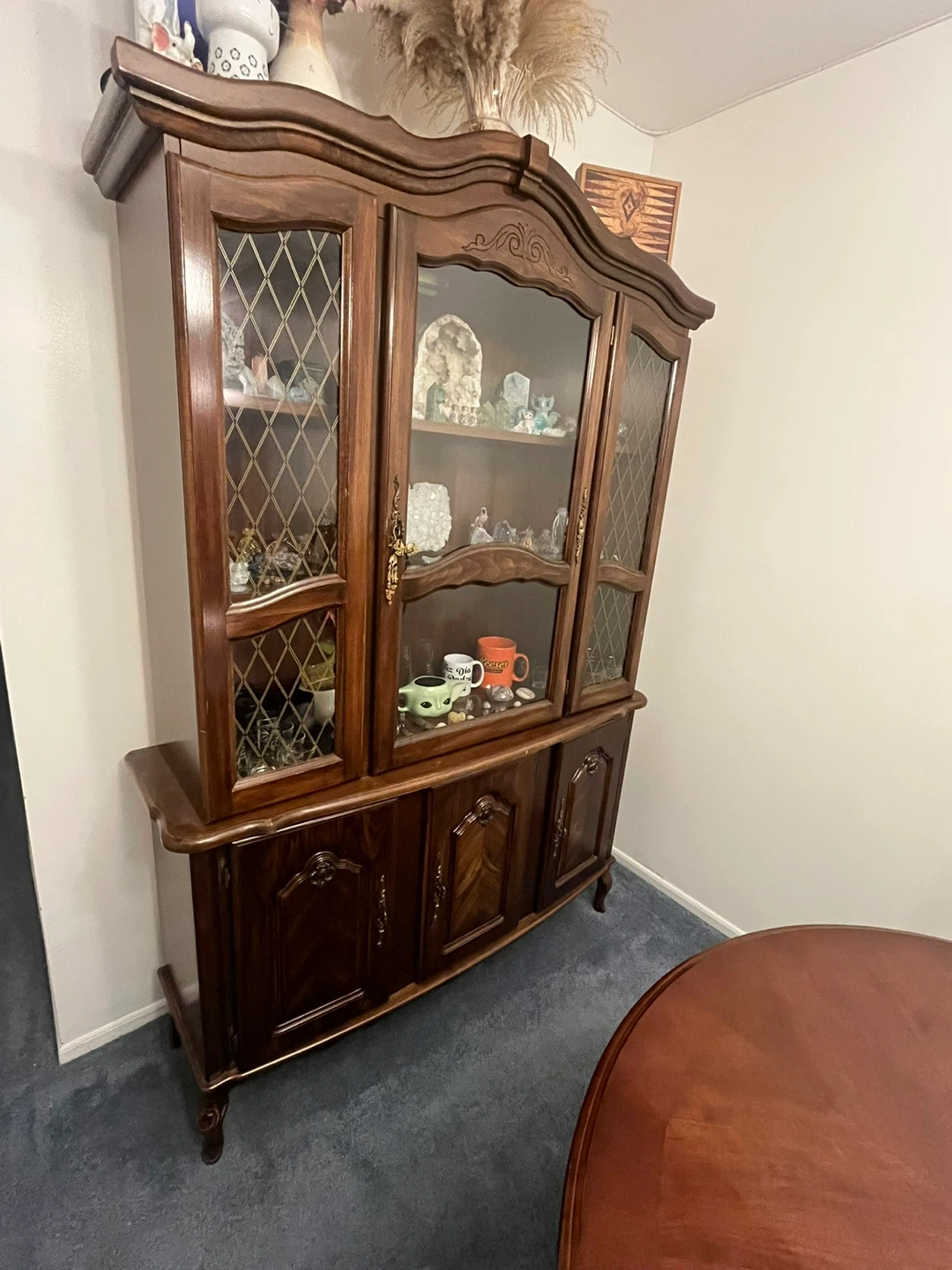 Vintage Wooden Dining Set with China Cabinet and Chairs - photo 2