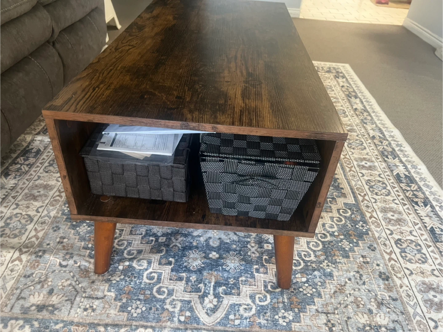 ❗️moving out sale❗️Rustic Wood Coffee Table with Storage Shelf - photo 3