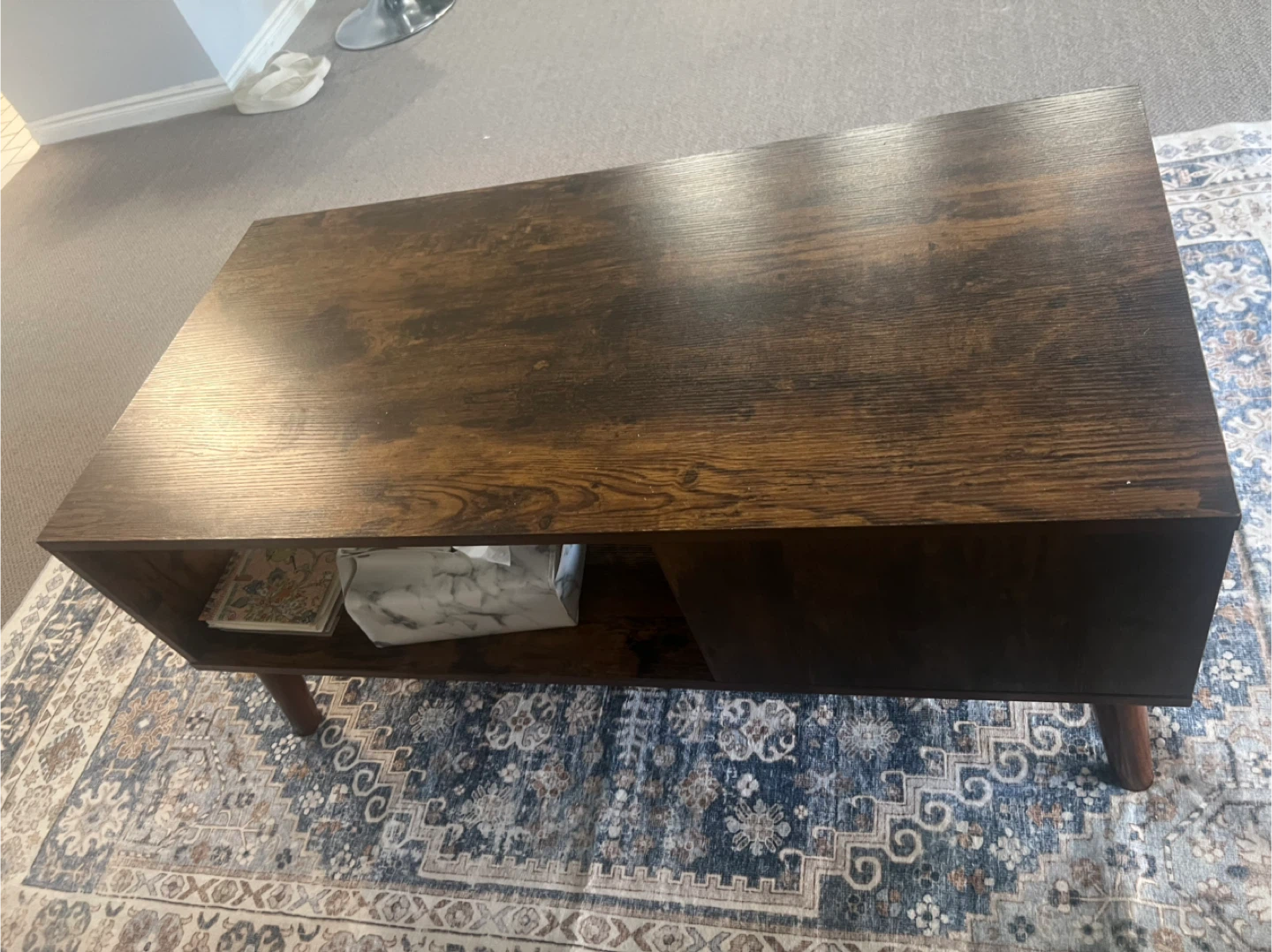 ❗️moving out sale❗️Rustic Wood Coffee Table with Storage Shelf - photo 4