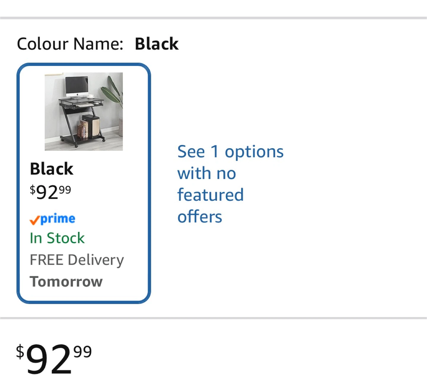 Black Z-Style Rolling Computer Desk with Keyboard Tray - photo 4
