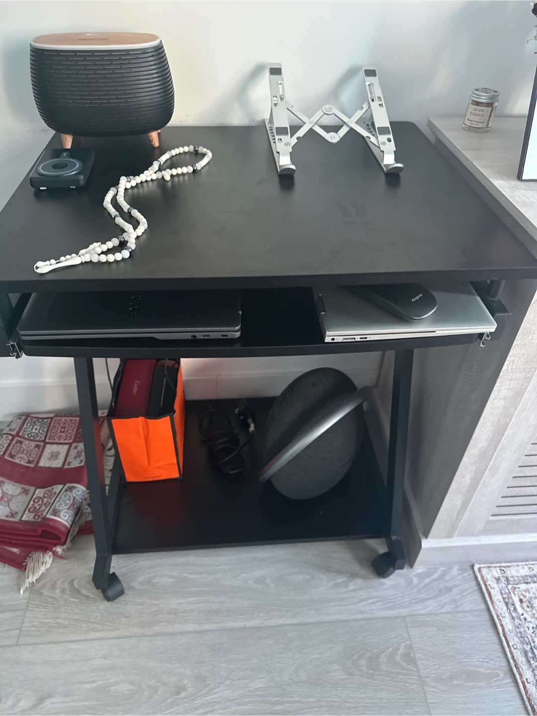 Black Z-Style Rolling Computer Desk with Keyboard Tray - photo 3
