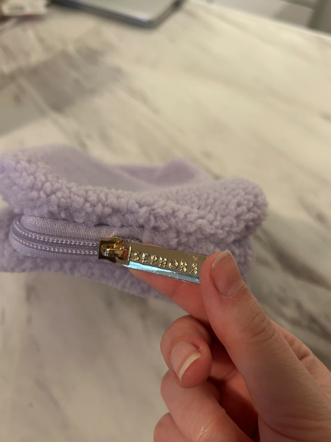 Sephora Lavender Fuzzy Makeup Bag - photo 2