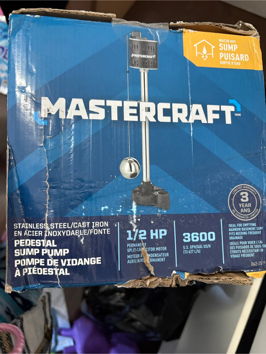 Mastercraft Pedestal Sump Pump 1/2 HP