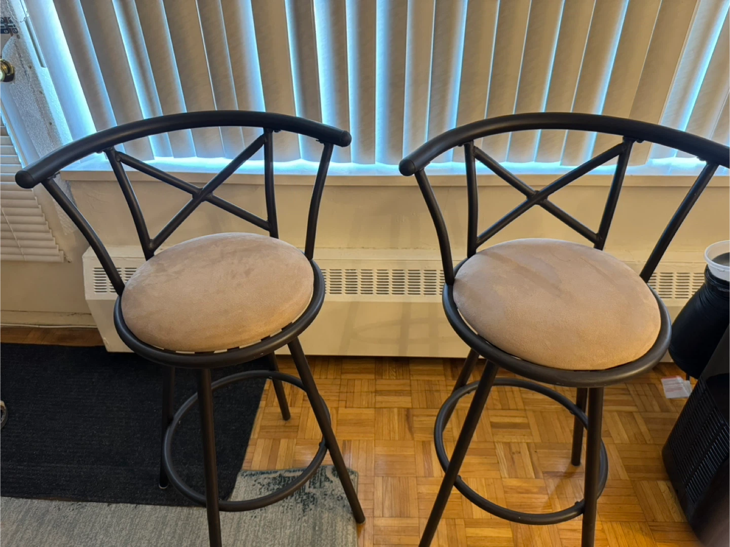 Set of 2 Bar Stools with Padded Seats