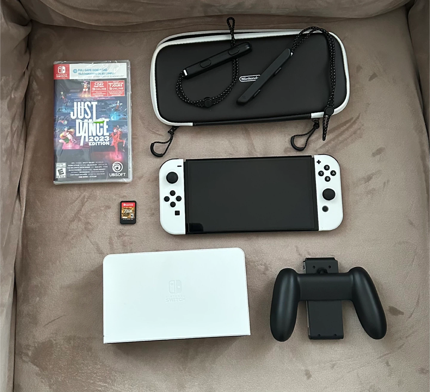 Nintendo Switch OLED Console with Zelda BOTW and Just Dance 2023