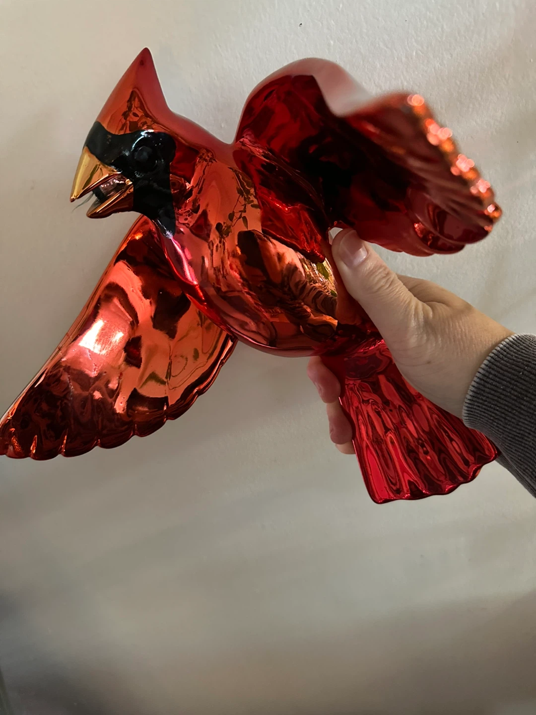 Metallic Red Cardinal Bird Figurine