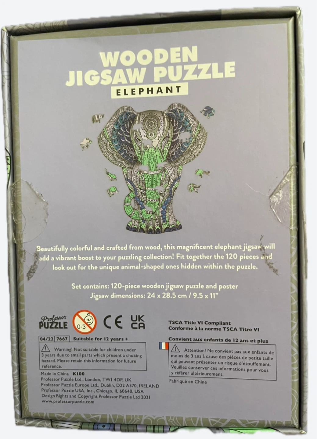 Professor Puzzle Wooden Jigsaw Puzzle - Elephant 120 Pieces - photo 2