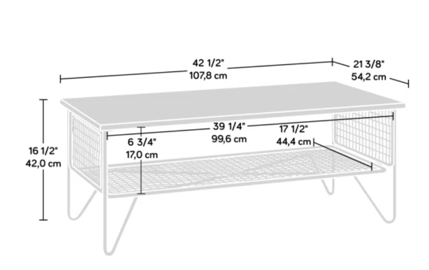 Industrial Style Coffee Table with Wire Mesh Shelf - photo 2