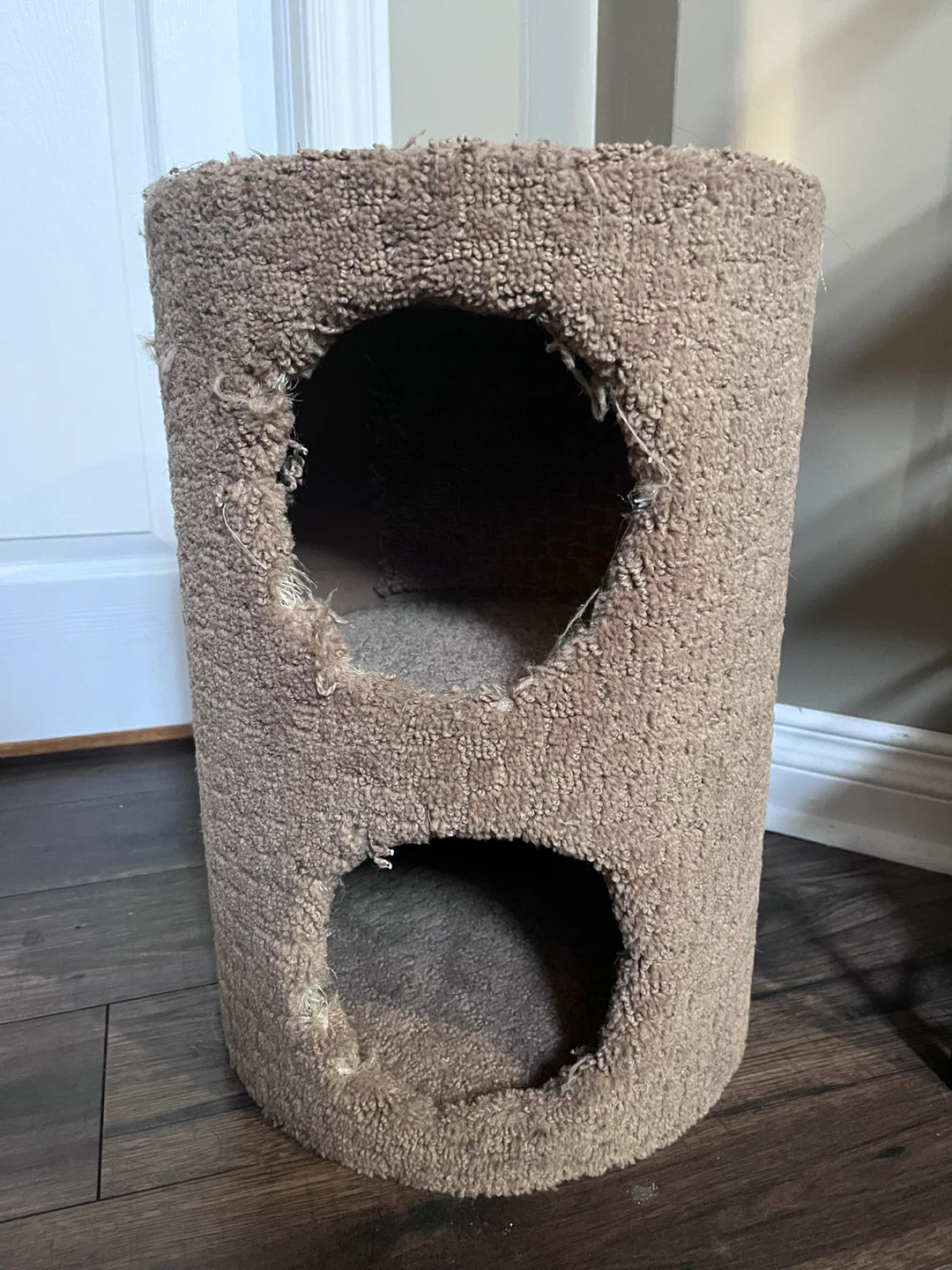Two-Tier Carpeted Cat Condo