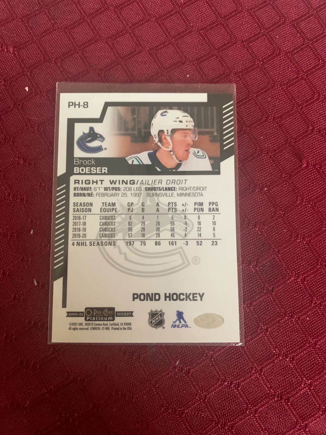 2020-21 O-Pee-Chee Platinum Brock Boeser RC Hockey Card - photo 2