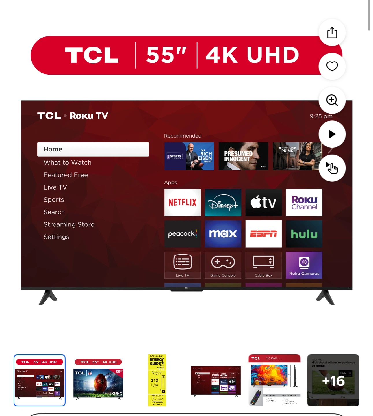 TCL 55" 4K UHD Roku Smart TV