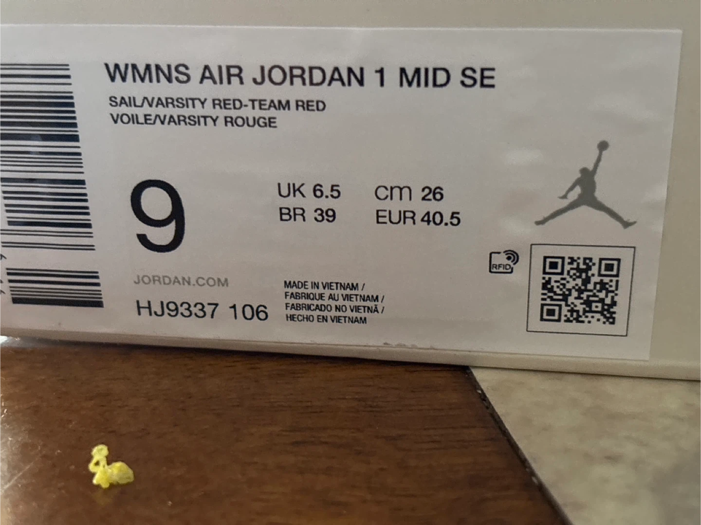 NEW Women's Air Jordan 1 Mid SE "Sail/Varsity Red" Size 9 - photo 2
