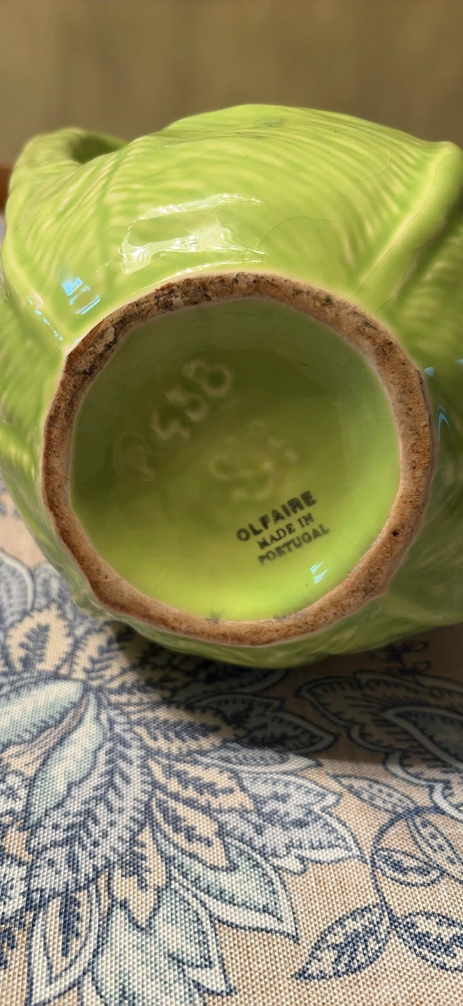 1950’s Olfaire Cabbage Leaf Pitcher Made in Portugal - photo 4