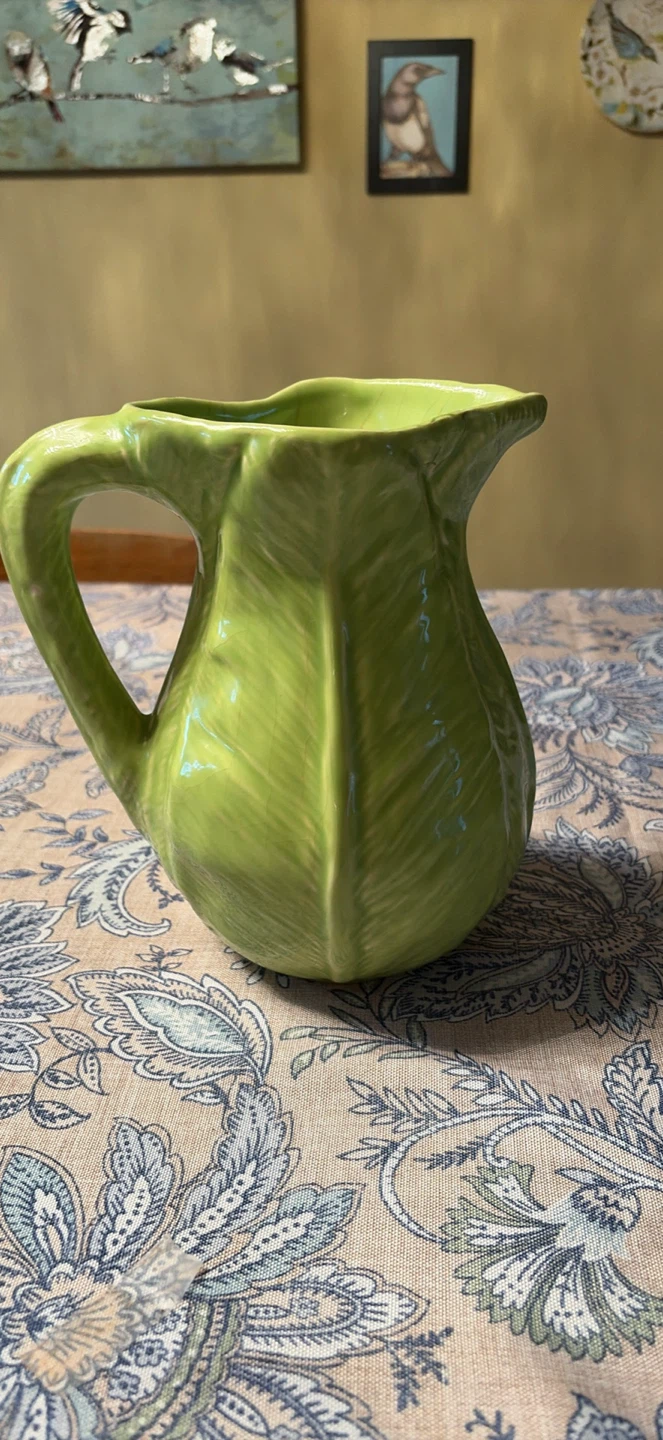 1950’s Olfaire Cabbage Leaf Pitcher Made in Portugal
