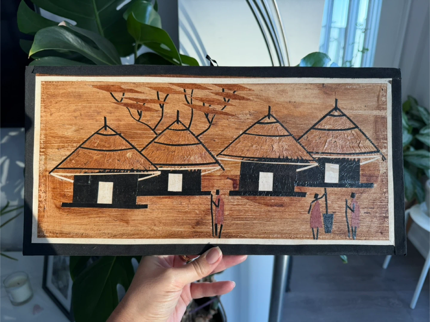 African Village Scene Wooden Art