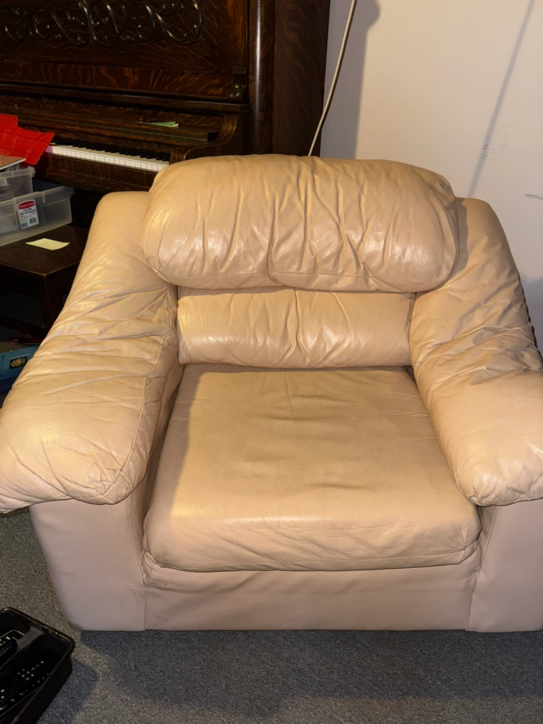 Cream Leather Armchair