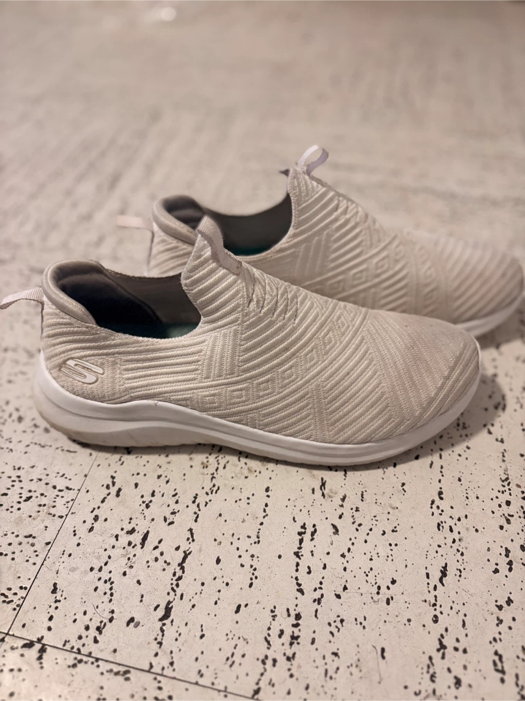 Skechers White Slip-On Sneakers - Women's Size 10