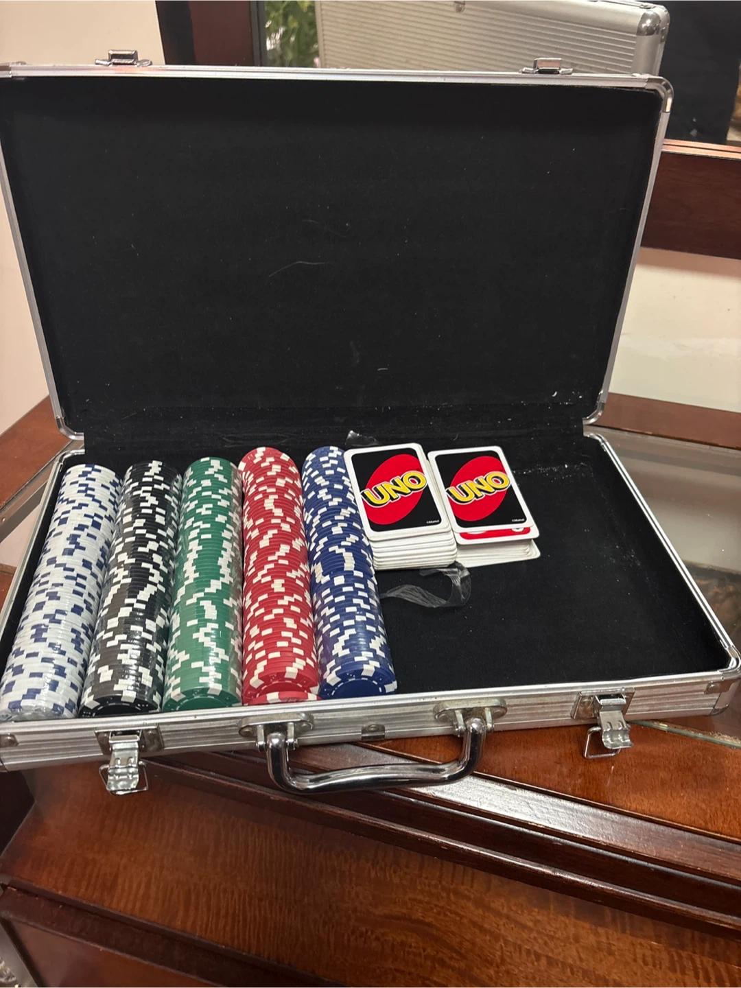 Poker Chips and UNO Card Set with Case
