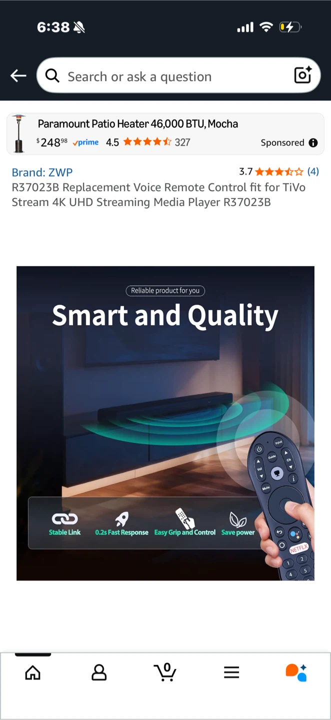ZWP R37023B Replacement Voice Remote Control for TiVo Stream 4K - photo 2