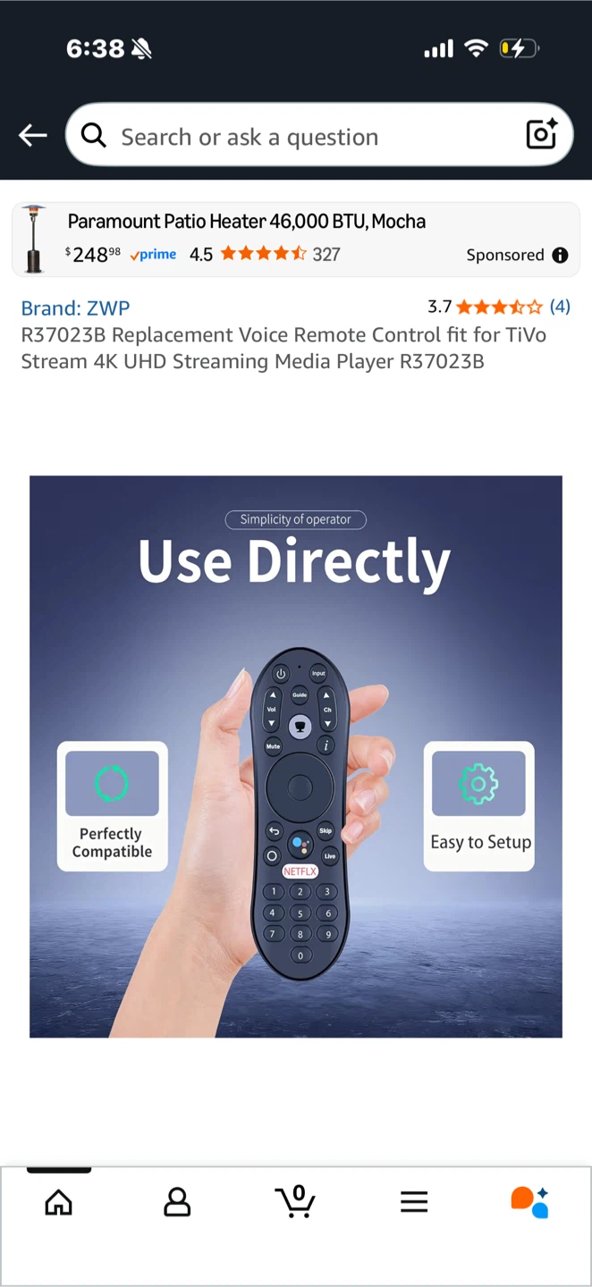 ZWP R37023B Replacement Voice Remote Control for TiVo Stream 4K - photo 4
