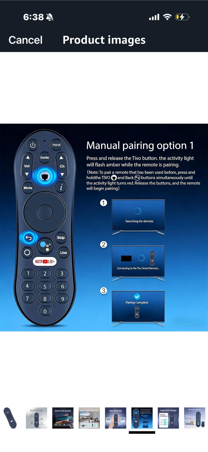ZWP R37023B Replacement Voice Remote Control for TiVo Stream 4K - photo 5