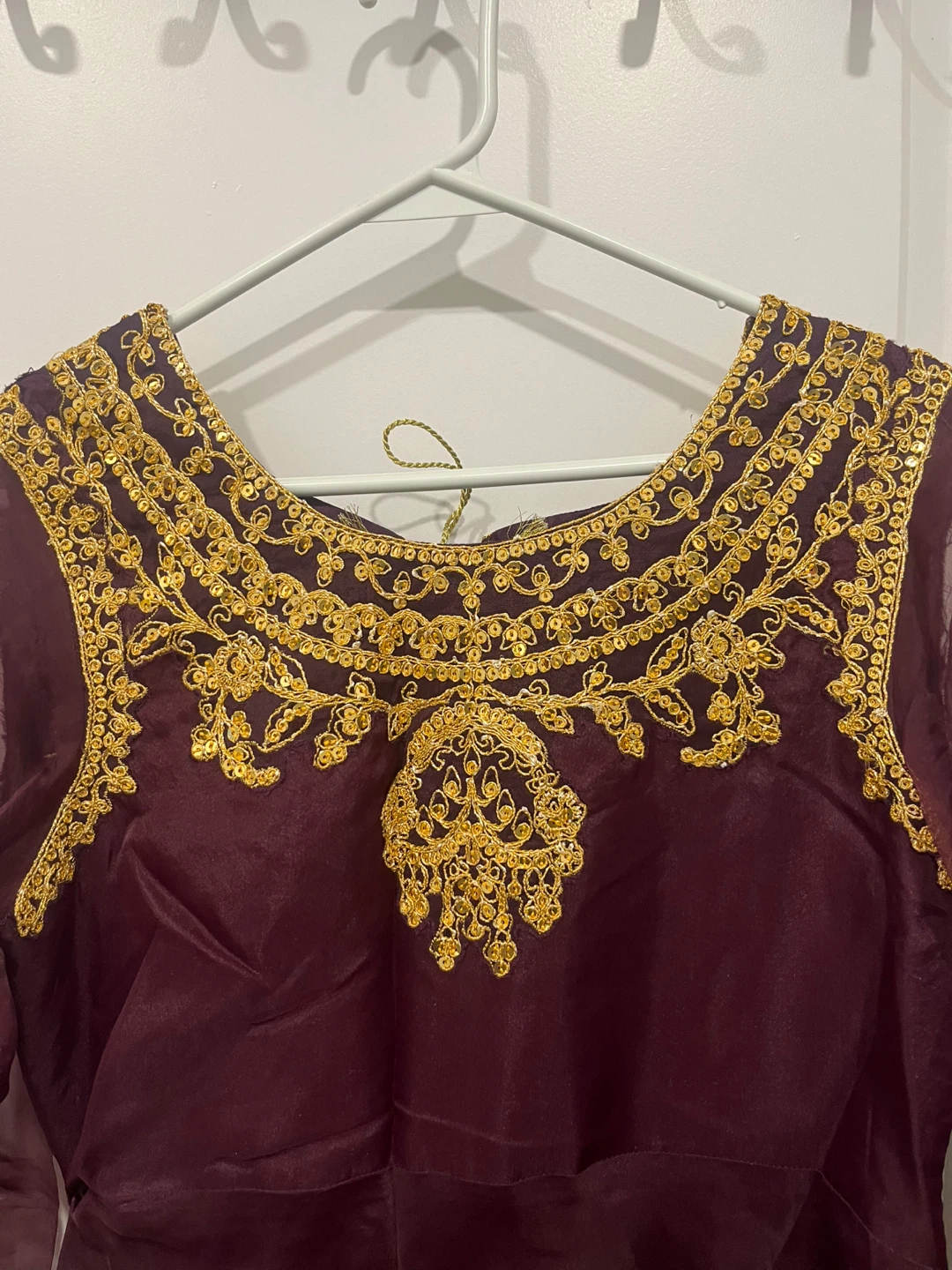 Women's Embroidered Anarkali Dress - Burgundy - photo 3