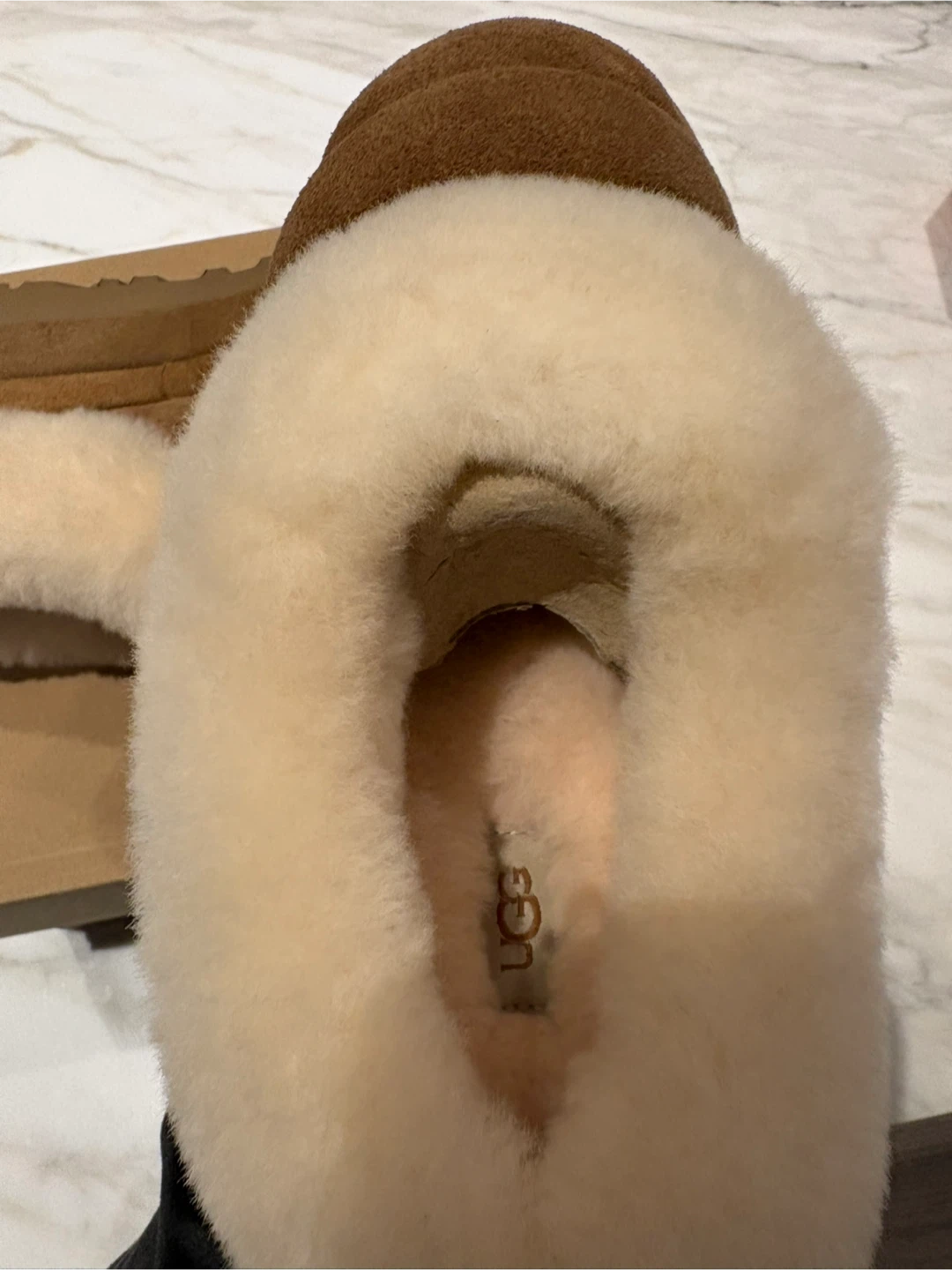 UGG Brown Suede Sheepskin Lined Slippers - photo 5