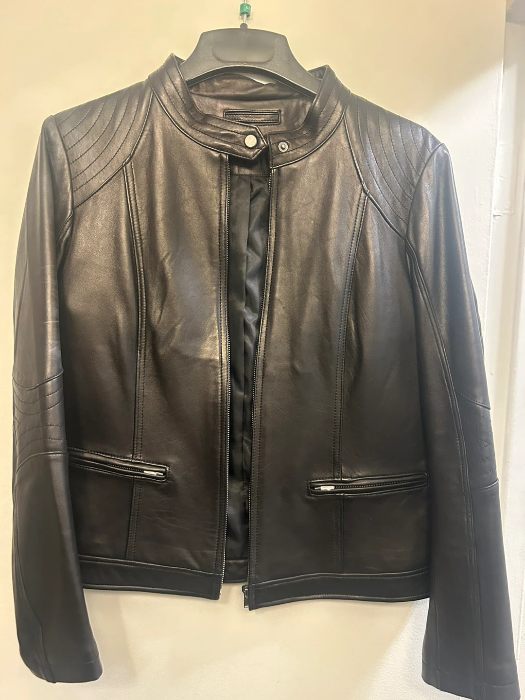 SOPHISTICATES Black Leather Moto Jacket XL/TG