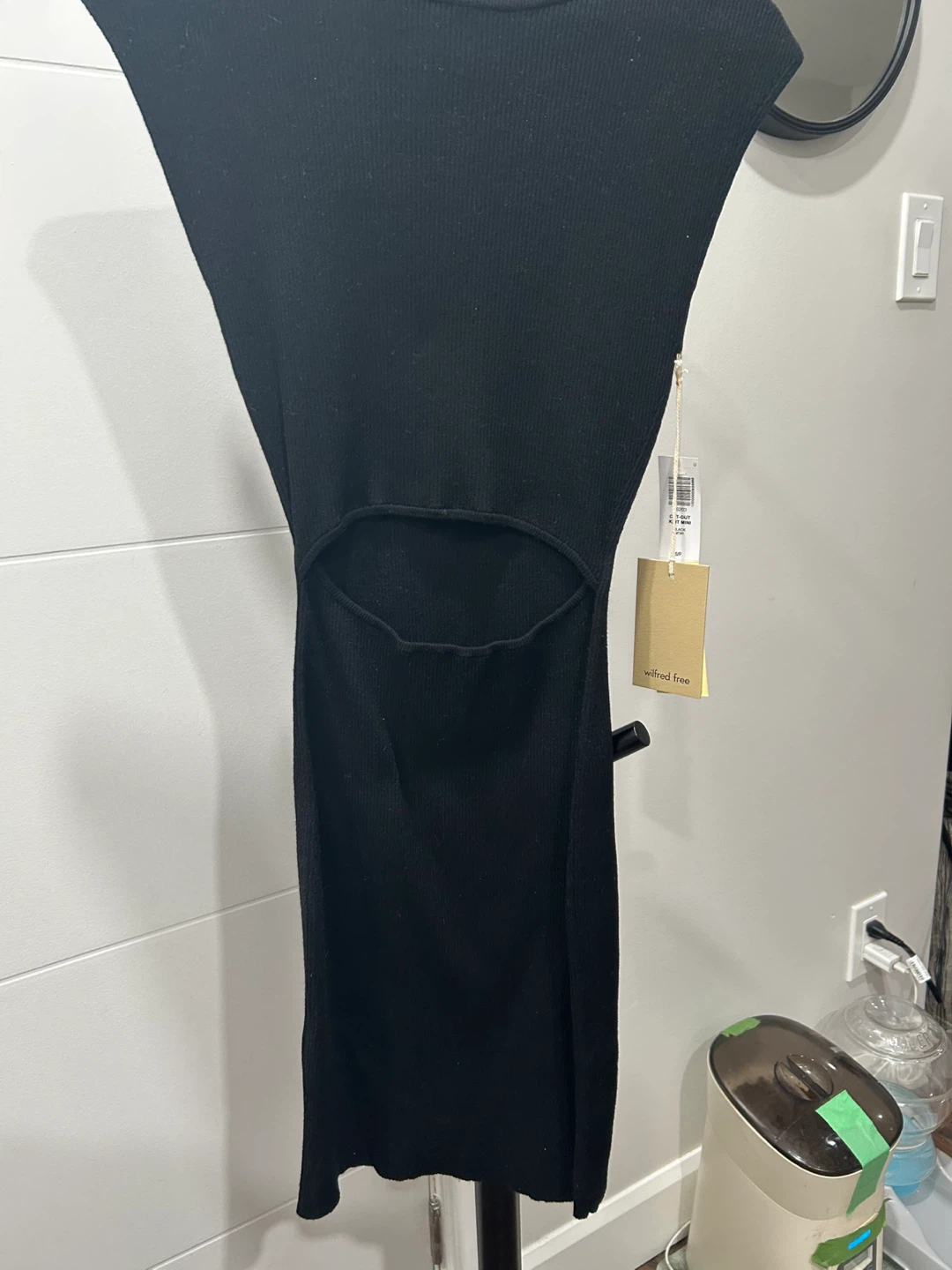 Wilfred Free Black Ribbed Cutout Dress