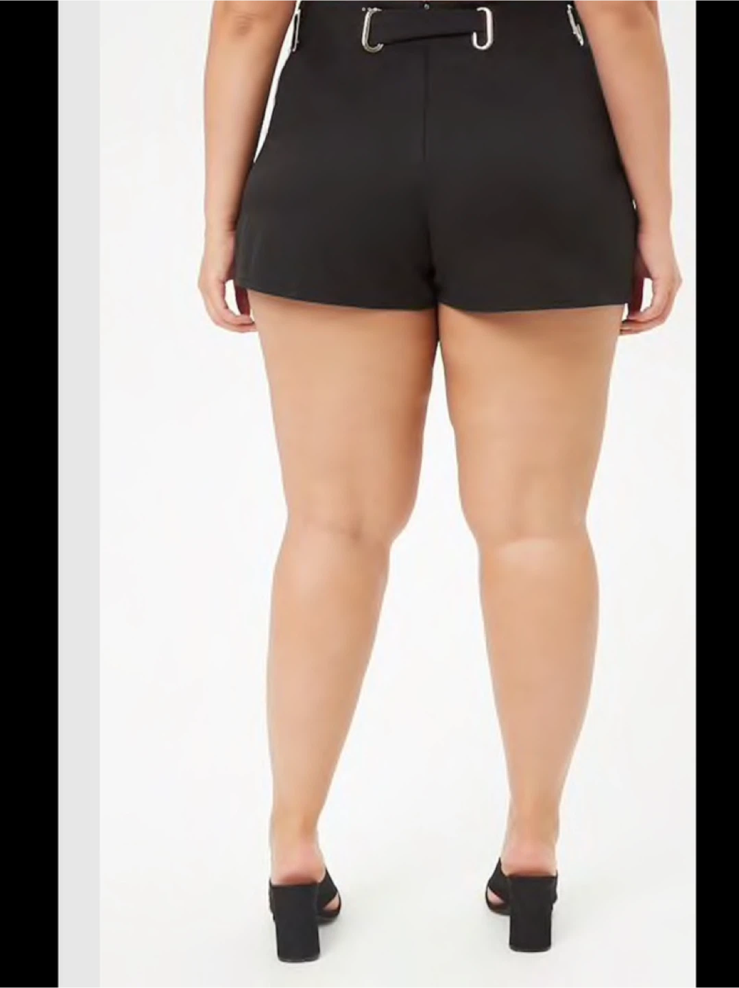 Plus size black belted shorts - photo 4