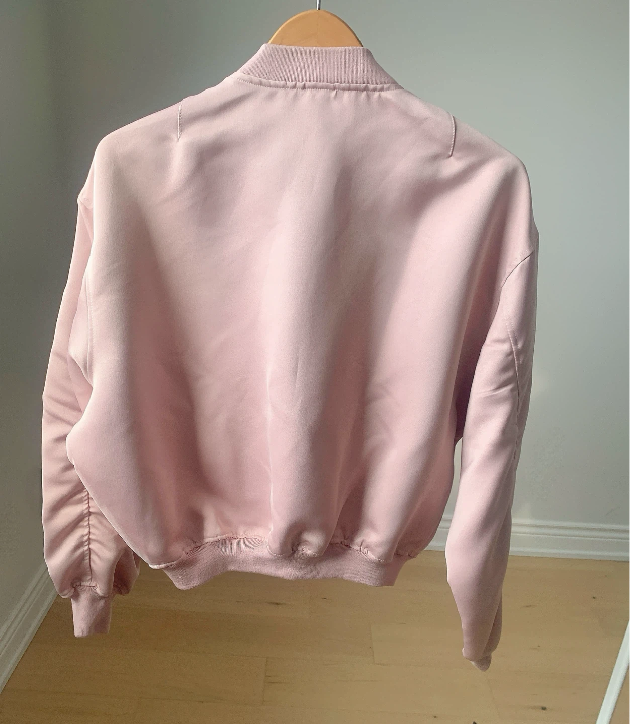 Pink Satin Oversized Bomber Jacket Size M - photo 3