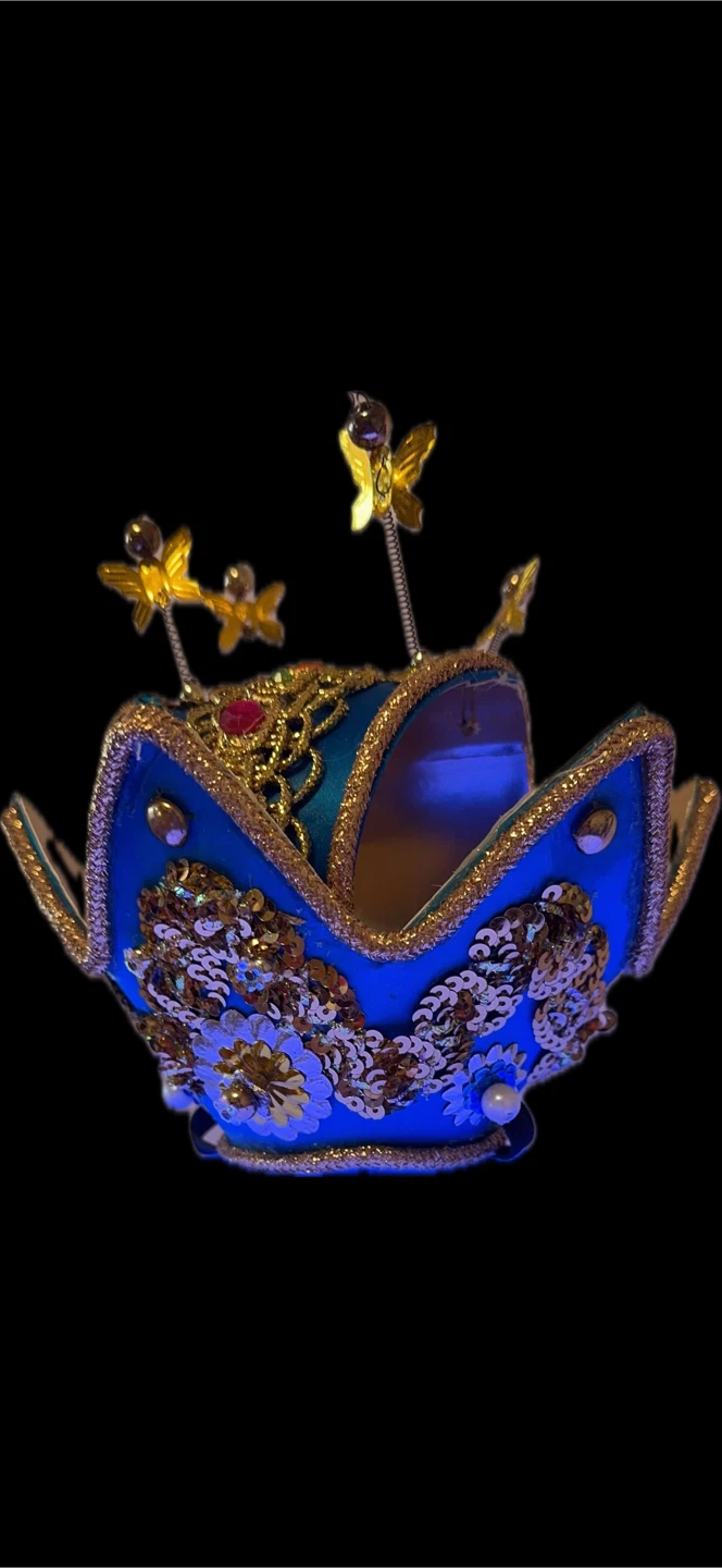 Korean Style of Blue and Gold Decorative Crown with Tassels - photo 4