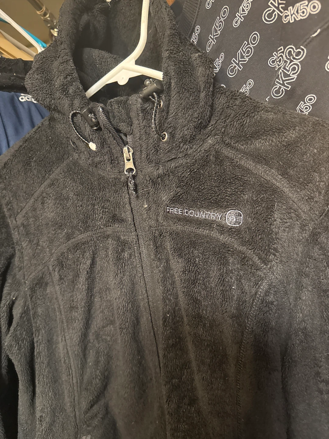 Free Country Black Fuzzy Fleece Zip-Up Hoodie Jacket - photo 2