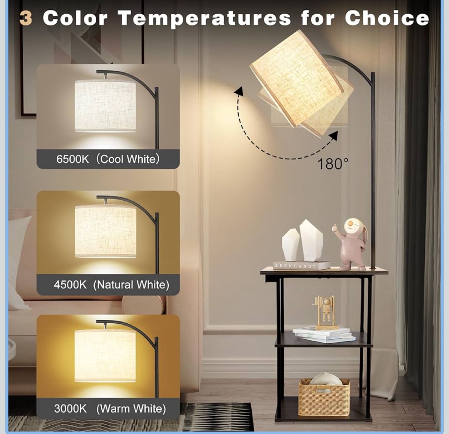 Brand New PESRAE Floor Lamp with Table & Charging Station - photo 2