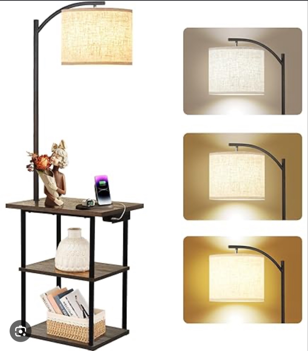 Brand New PESRAE Floor Lamp with Table & Charging Station - photo 5