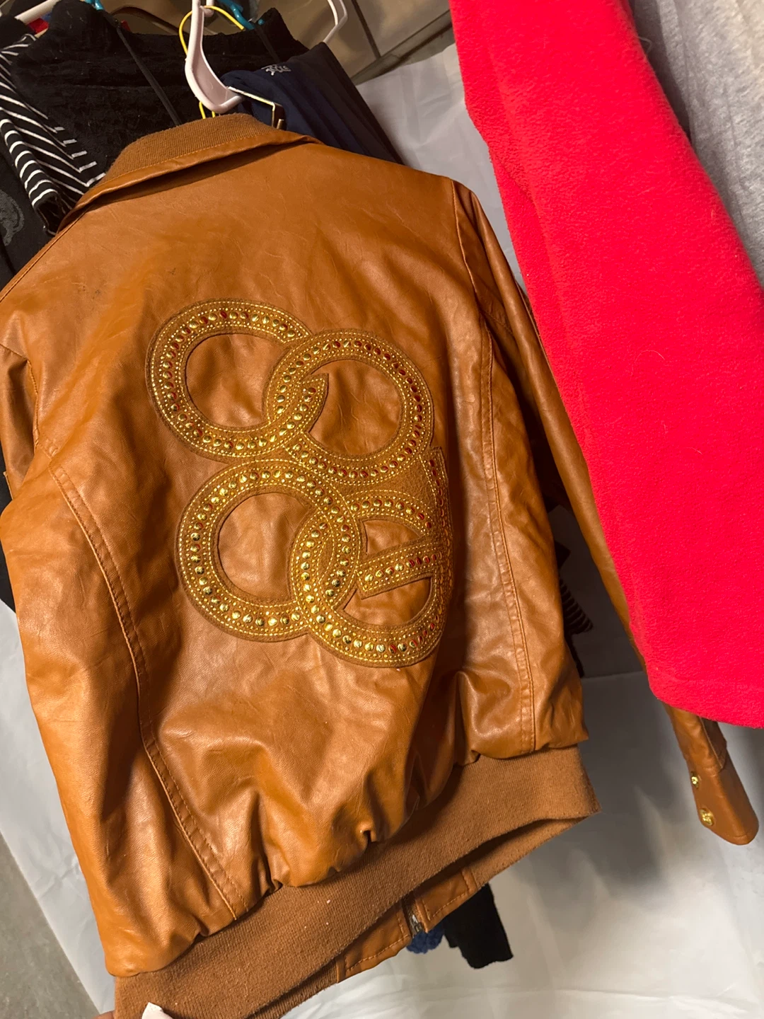 COOGI Brown Faux Leather Bomber Jacket - photo 3