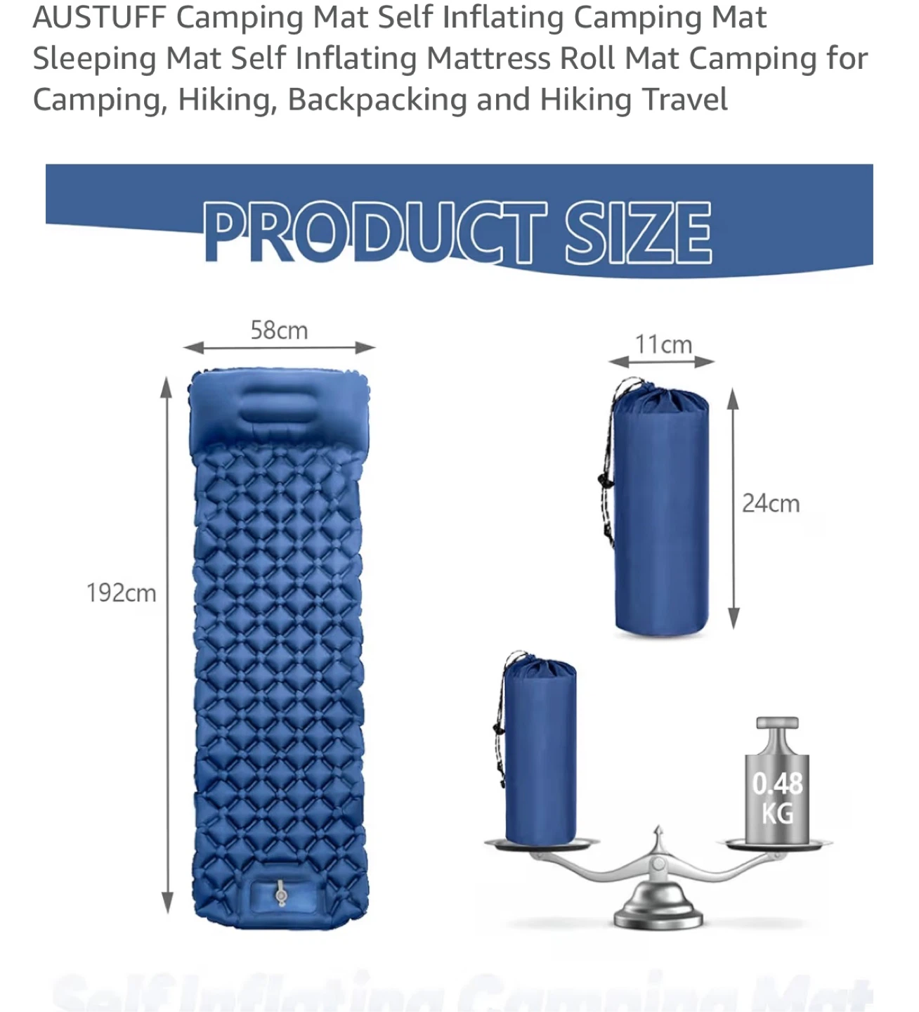 AUSTUFF Camping Sleeping Mat - Blue - photo 2