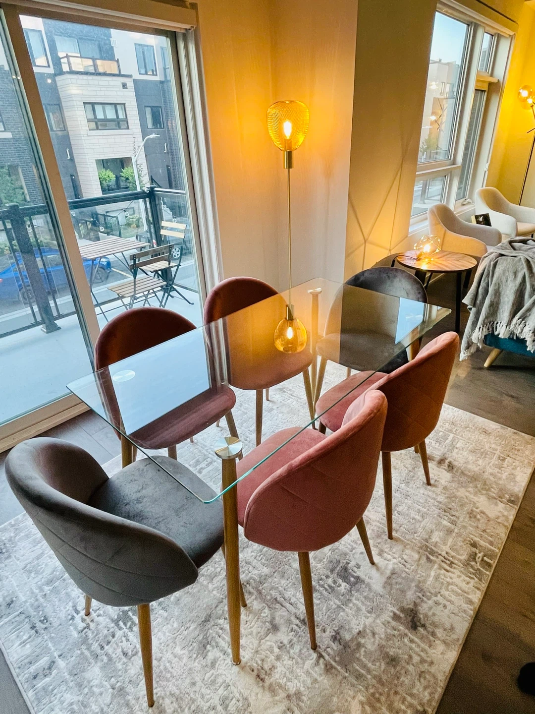 Glass Dining Table with 6 Chairs