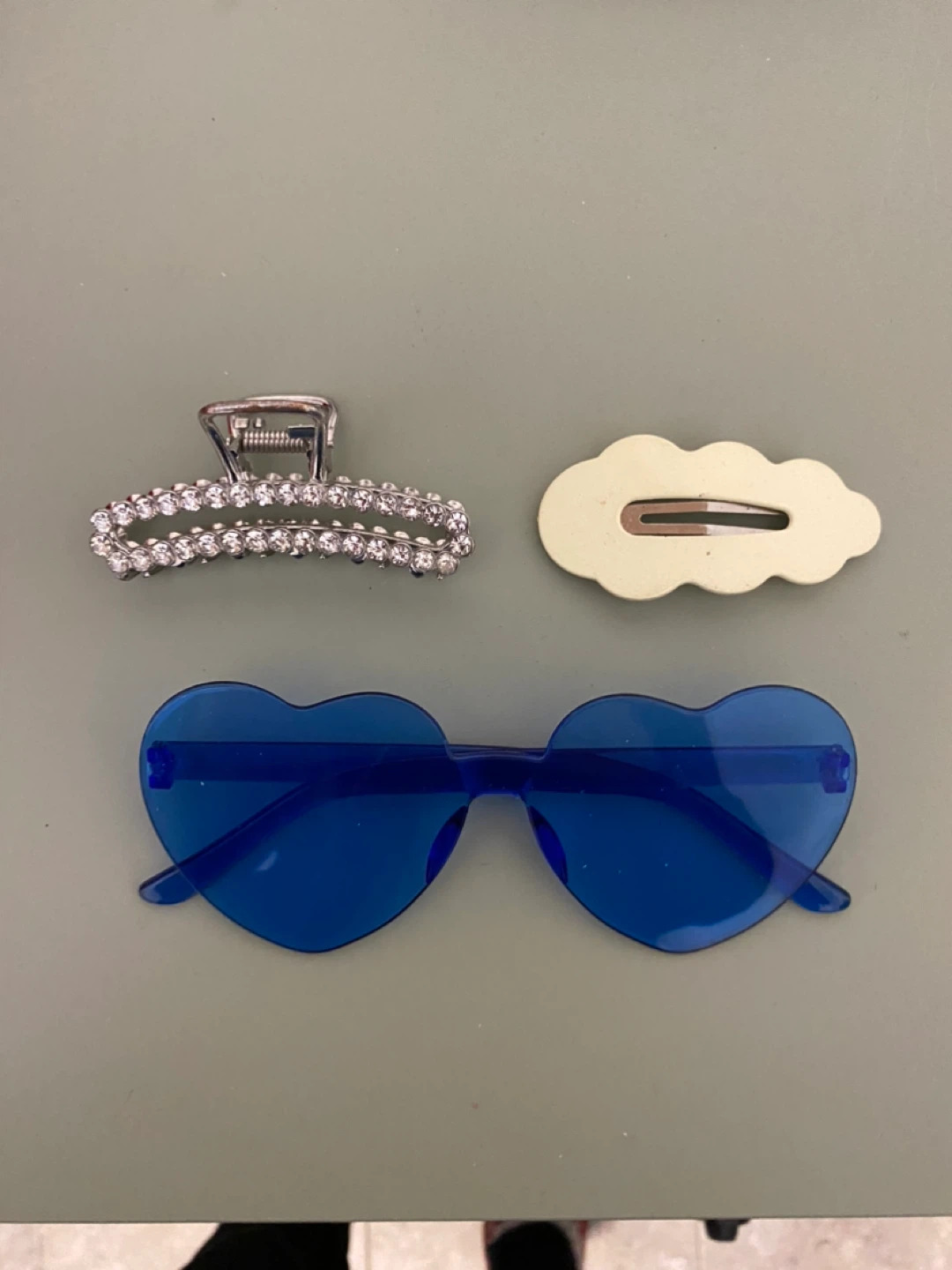 Blue Heart Glasses and Hair Clips Set