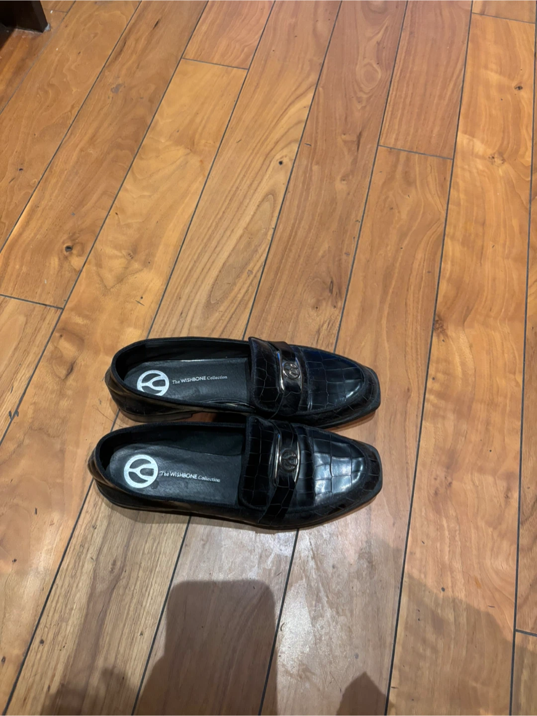 Browns Shoes The Wishbone Collection Black Crocodile Loafers - photo 3