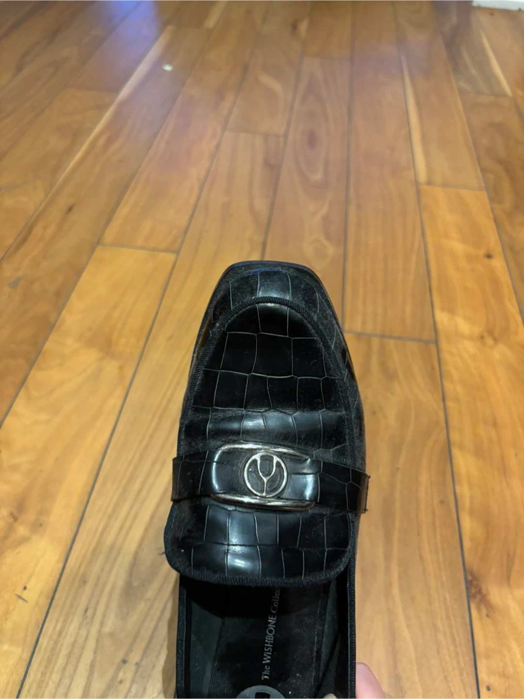 Browns Shoes The Wishbone Collection Black Crocodile Loafers - photo 2