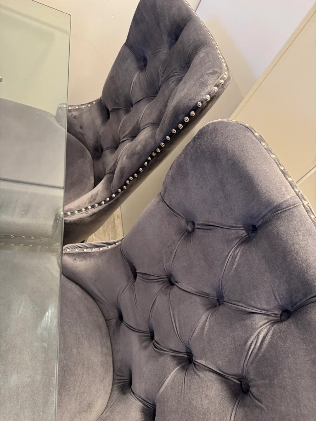 Grey Velvet Dining Chairs (Set of 4)